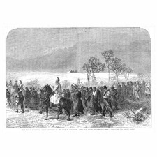 SCHLESWIG Danish Prisoners after the Battle of Over-Selk - Antique Print 1864