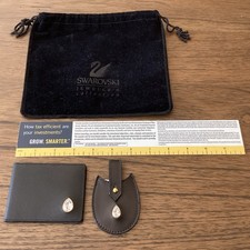 Swarovski Black Leather Card Holder and Luggage Tag 