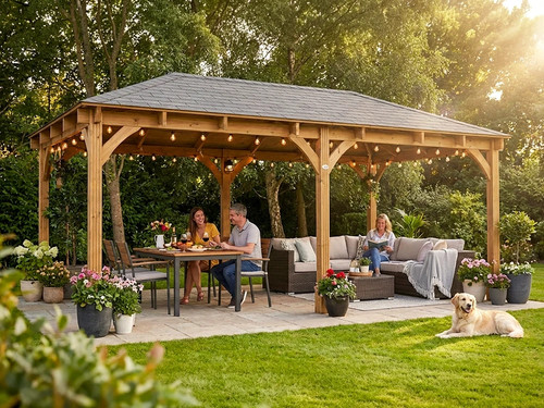 Heavy duty gazebo 6x3m wooden - duty,