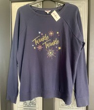 New With Tags Cath Kidston Christmas Jumper Sweatshirt Navy Blue Large 14 16