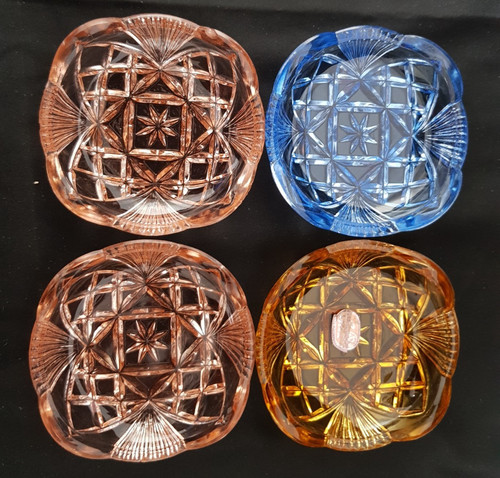 Bohemian glass trinket dishes - glass,