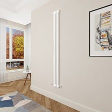 Traditional Cast Iron Style Radiator Vertical  1800x200mm 2 Column White
