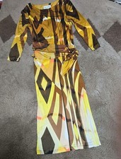 Emilio Pucci Geometric Print Maxi Dress size US4 Brown Orange Good Condition