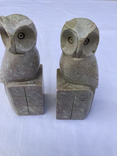 Owl book ends heavy stone - 2,