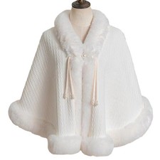 Luxury Women’s Faux Fur Cape Winter Wrap Cloak – Elegant Shawl for Wedding, Xmas