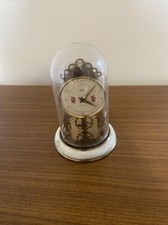 Schatz 8 day clock In Glass Dome. Made In Germany. Wind Up In Working Order