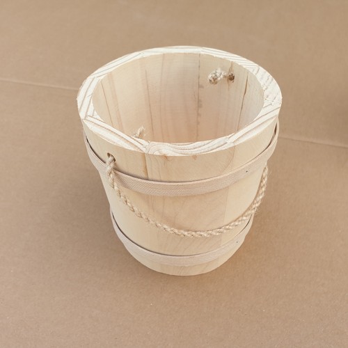 Wooden bucket with rope a - with,