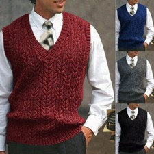 Mens Knitted Vest V-Neck