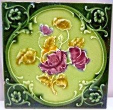 Antique Tile Majolica Rose