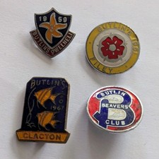 Butlins Vintage Enamel Pin Badges Lot Of 4