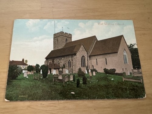 Postcard old woking church - -,