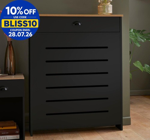 Black radiator cover cabinet - black,