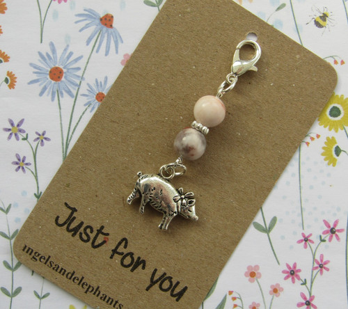 Pig clip charm zipper - zipper, pull
