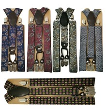Unisex Durable Braces Suspender Elastic 3.5cm Wide Paisley 4 strong clips