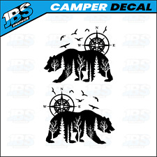 2 x LARGE Motorhome Camper Van Bear Compass Decals Stickers Vinyl Graphics