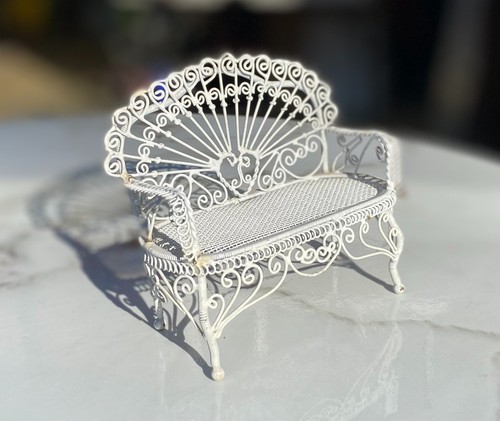 Vintage miniature garden bench - miniature,