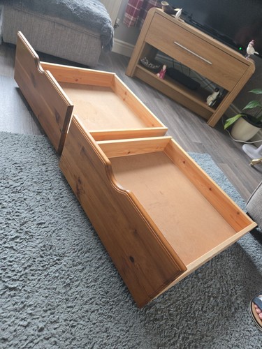 Underbed drawers waxed wood - 2,