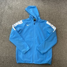 Mizuno Golf Jacket Medium Mens Blue White Soft Shell Fleece Lined Coat Outerwear