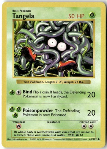 Tangela 102 common base set - tangela,