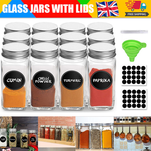 Glass spice jars with - x,
