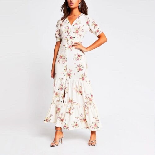 River island floral - river, button
