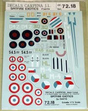 Carpena Decals 72-18 Spitfire Mk.IX Seafire Ib IIc XV decal in 1:72 Scale