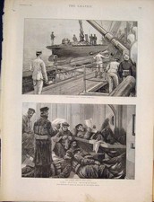 Old Antique Print Naval Manoeuvres Life Boat Torpedo Nelson Coal Hms 1890 19th