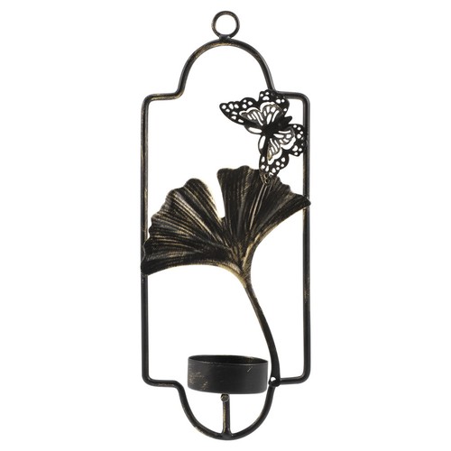 Black metal wall candle - metal, holder