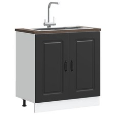 Sink Base Cabinet Black 80x46x81.5 cm Engineered Wood Kitchen Unit