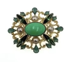 Fashion Green Multiple Stones Brooch Antique Classic Accessory Clothes Party