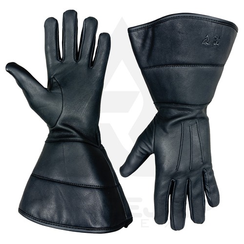 Gauntlet leather gloves - gauntlet, for