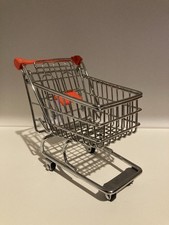Mini Metal Shopping Trolley with Red Plastic Handle and Seat Good for stationary