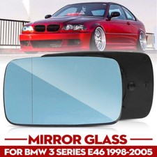 2x Wing Mirror Glass Set Blue Heated For 1998-2006 BMW 3-Series E46 E39 Saloon