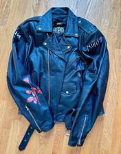 Men's Leather Jacket Custom painted Depeche Mode, NIN & Ministry Thinsulate XL