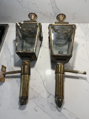 Pair antique brass carriage