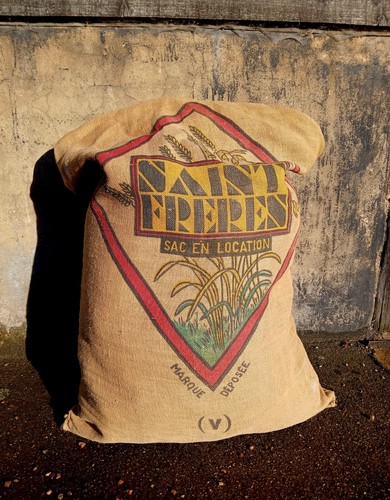 Vintage french hessian burlap - vintage,