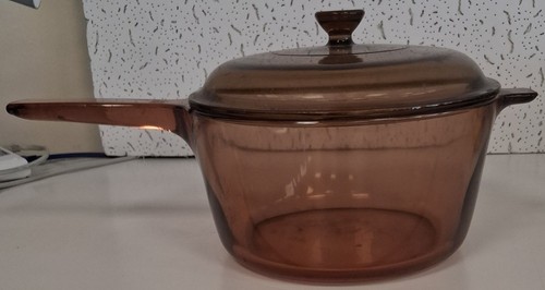 Vintage amber glass casserole - glass,