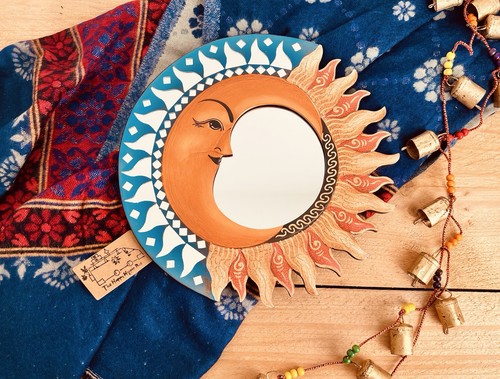 Mirror wooden celestial moon - mirror,