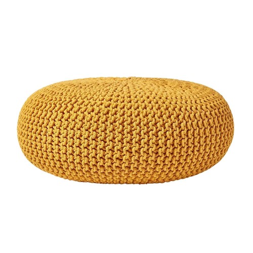 Mustard knitted pouffe - mustard,