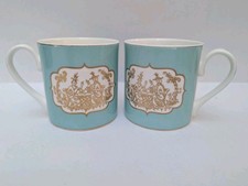 Fortnum & Mason x2 St. James Chinoiserie Coffee Tea Mugs Fine Bone China Used 