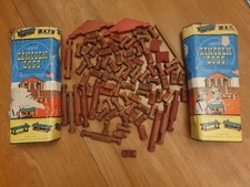 Original Lincoln Logs Set 1C Wooden Construction Toy 2 Sets Incomplete 