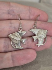 Tropical Angel Fish Sterling Silver Dangle Drop Earrings