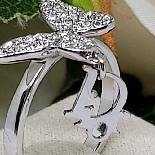 Silver tone crystal butterfly - crystal,