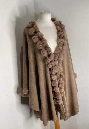 Classic beige knit poncho wrap