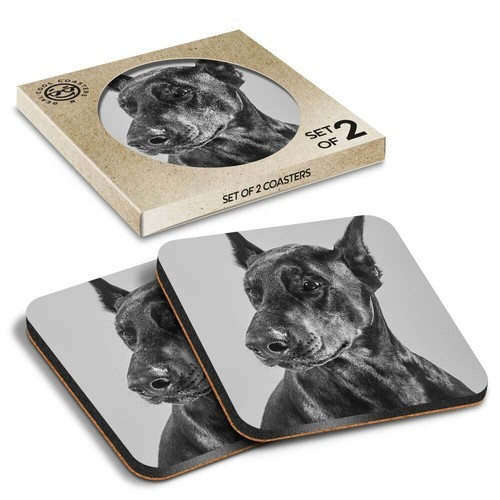 Boxed square coasters - coasters, bw