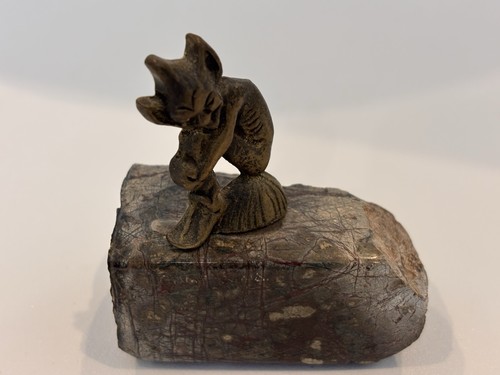 Brass pixie imp figure - pixie, on