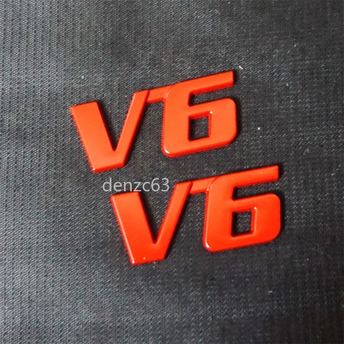 Red glossy metal decal - 2x,