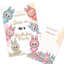Labubu Monster Doll Party Invitations Birthday Invites WRITE ON Quick Delivery