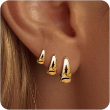 Small Gold Hoop Earrings Set