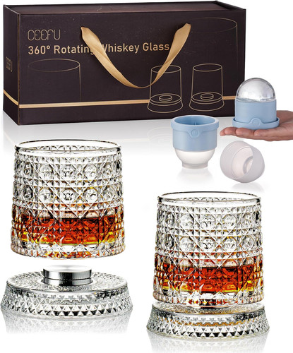 360 spinning whiskey glasses - spinning,